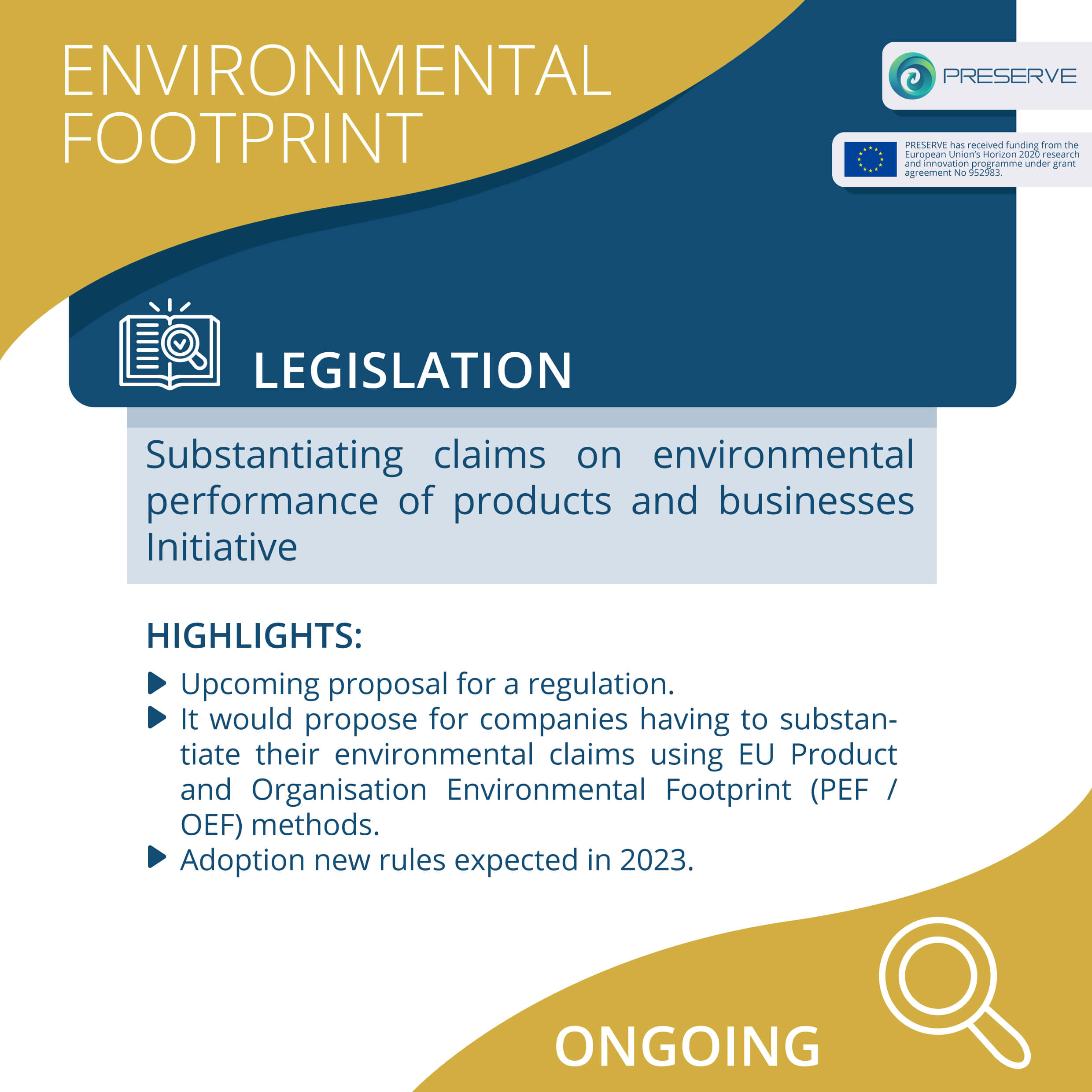 Environmental footprint and PRESERVE